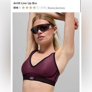 ALO Airlift Line Up Bra and High-Waist Airlift Legging in Burgundy Set